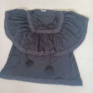 BB Dakota Sz XS Black Short Sleeve Top With Tassles